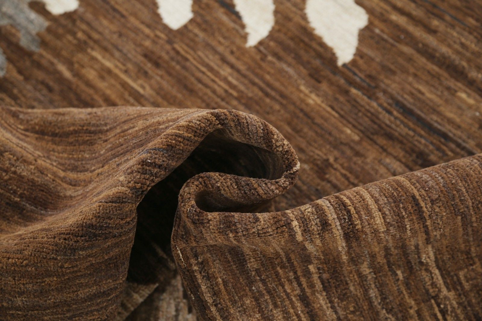 5.7x7.6 Ft Handmade Brown, Beige And Gray Rug. Abstract Modern Design Carpet photo vinterior