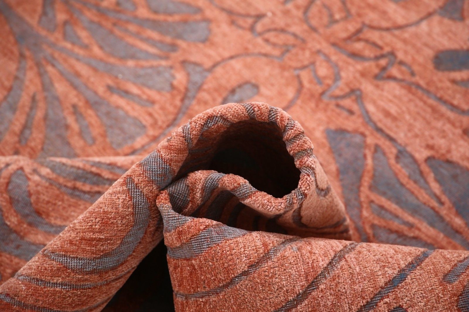 8x9,4 ft Handgeknoopt Terracottarood en Grijs Vloerkleed. Ornamenteel Abstract Tapijt photo buy