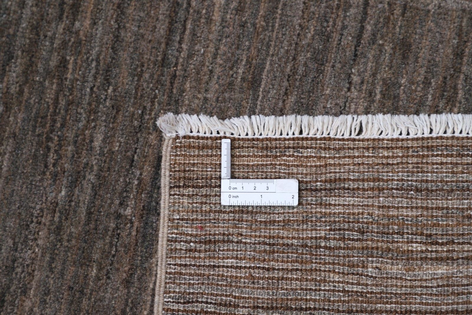 2.7x9.7 Ft Hand Knotted Brown And Gray Runner Rug. Modern Minimalist Hallway Rug photo 1026.0