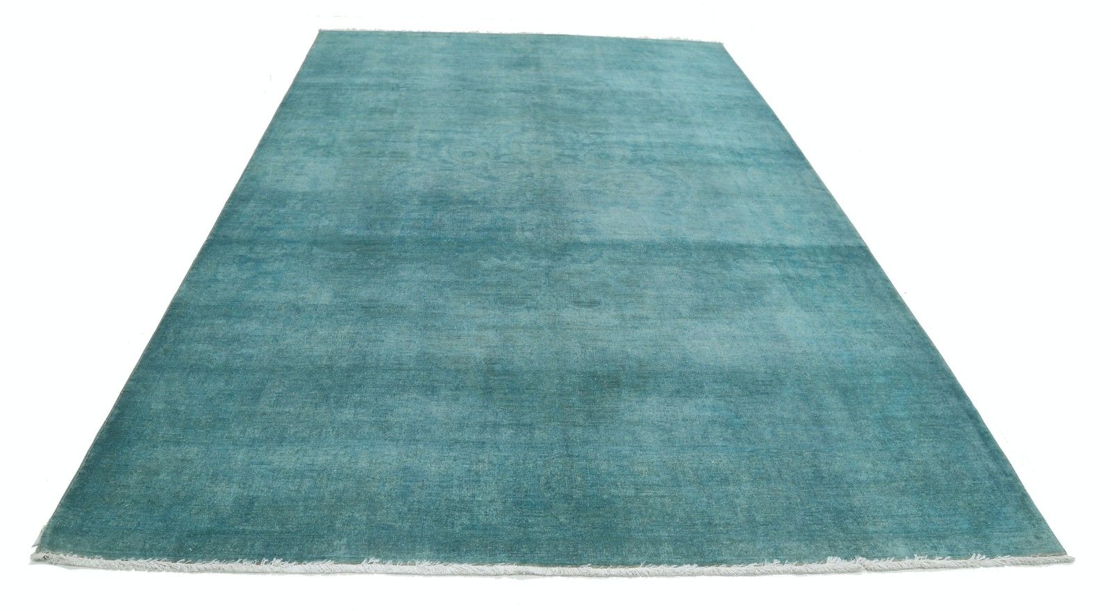 Tapis noué main bleu sarcelle 7 x 10,7 pi. Tapis turc à médaillon floral photo for sale