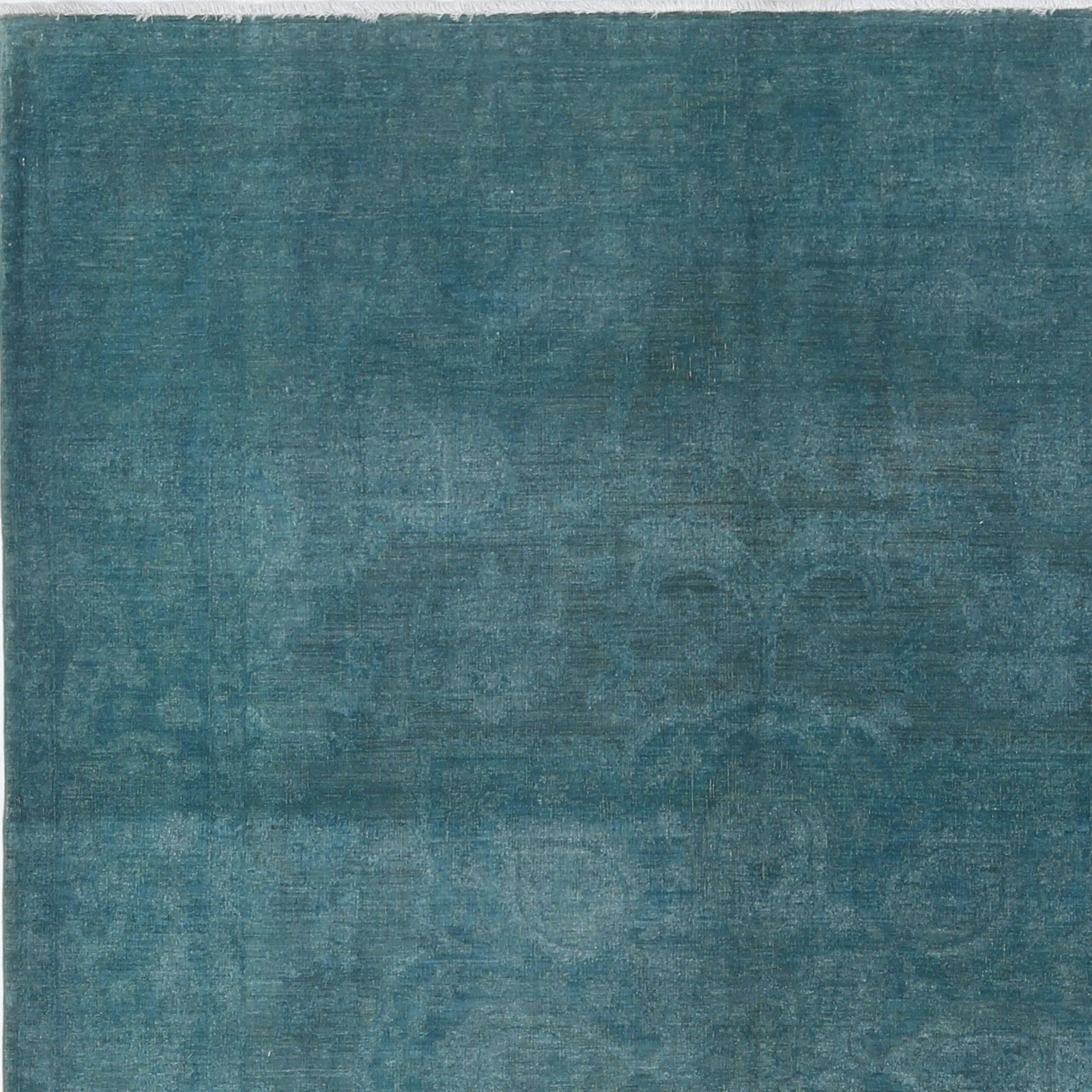 Tapis noué main bleu sarcelle 7 x 10,7 pi. Tapis turc à médaillon floral photo vinterior
