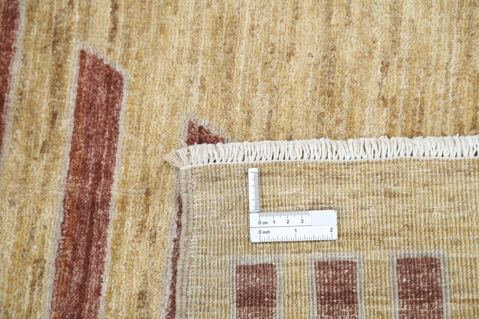 3.8x6 Ft Handmade Beige, Brown And Red Area Rug. Abstract Geometric Design Rug photo buy