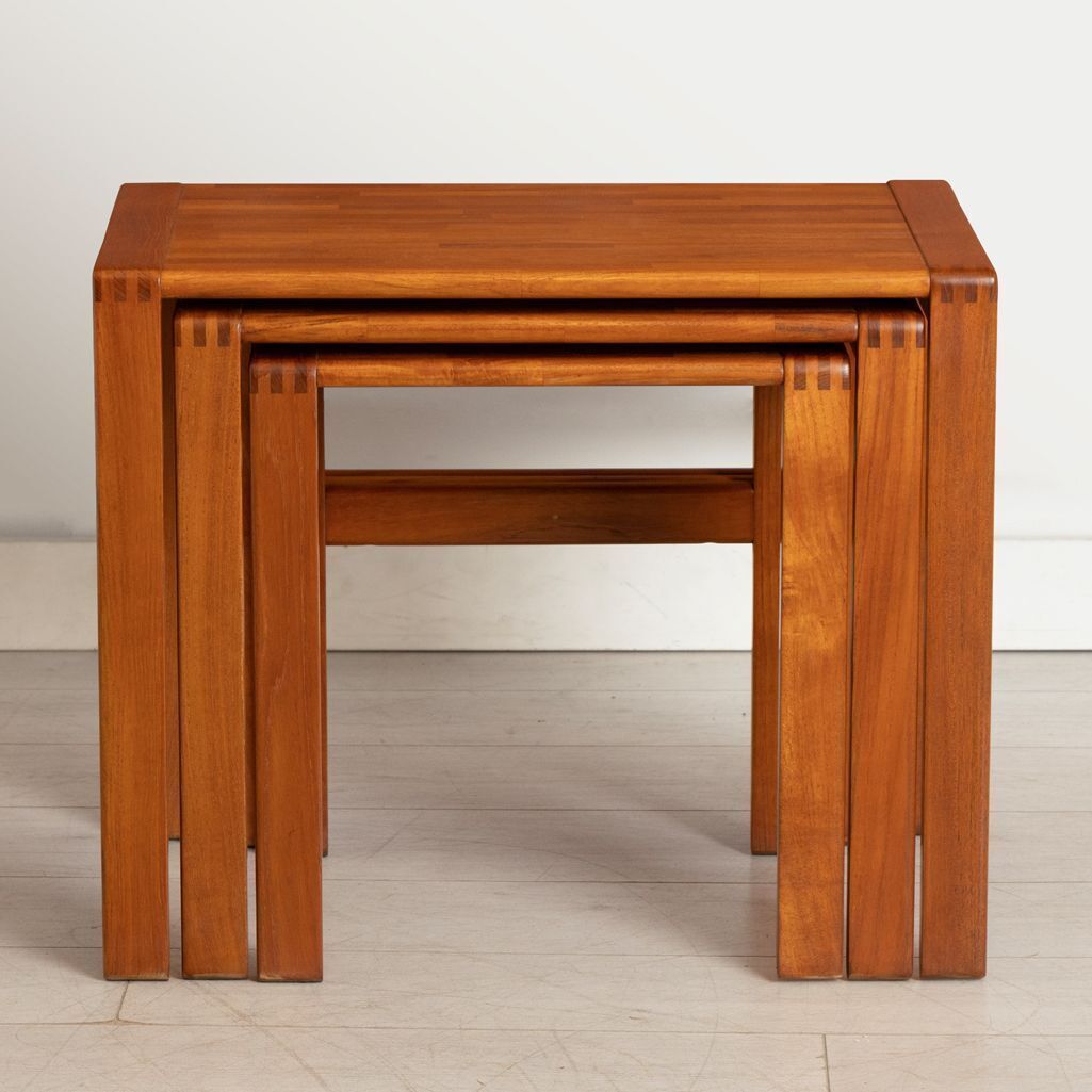 Vintage Nest Of Tables In Staved Teak C.1975 photo furniture