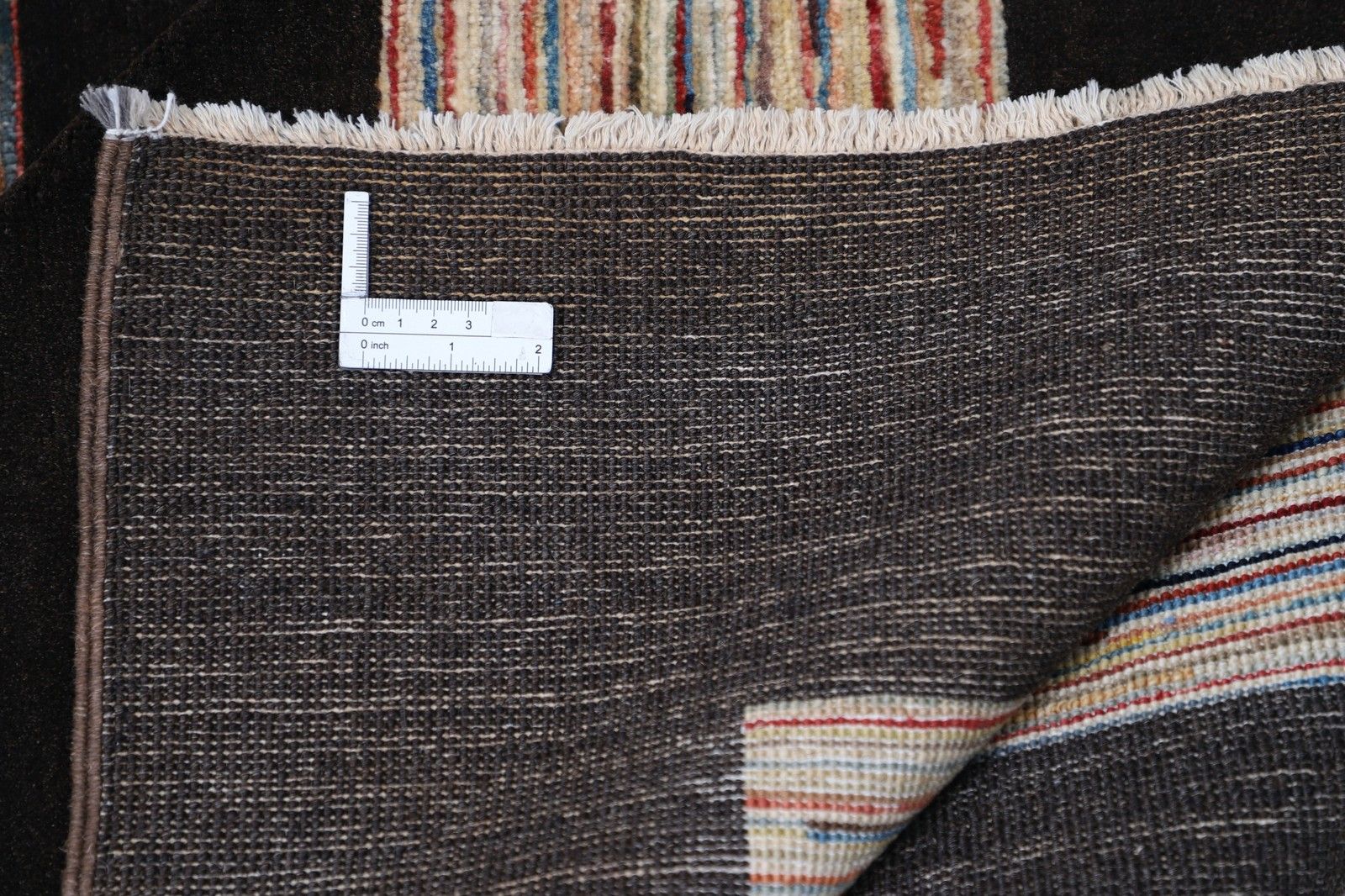 9x12 Ft Handknotted Brown And Beige Wool Area Rug. Minimal Striped Design Carpet photo buy