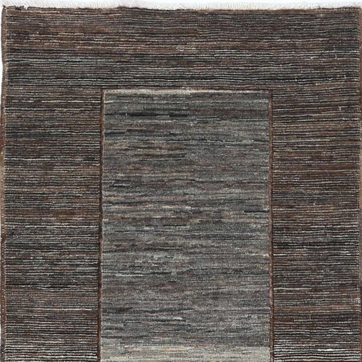 2.6x10.5 Ft Hand Knotted Brown, Gray Runner Rug. Modern Minimalist Hallway Rug photo vinterior