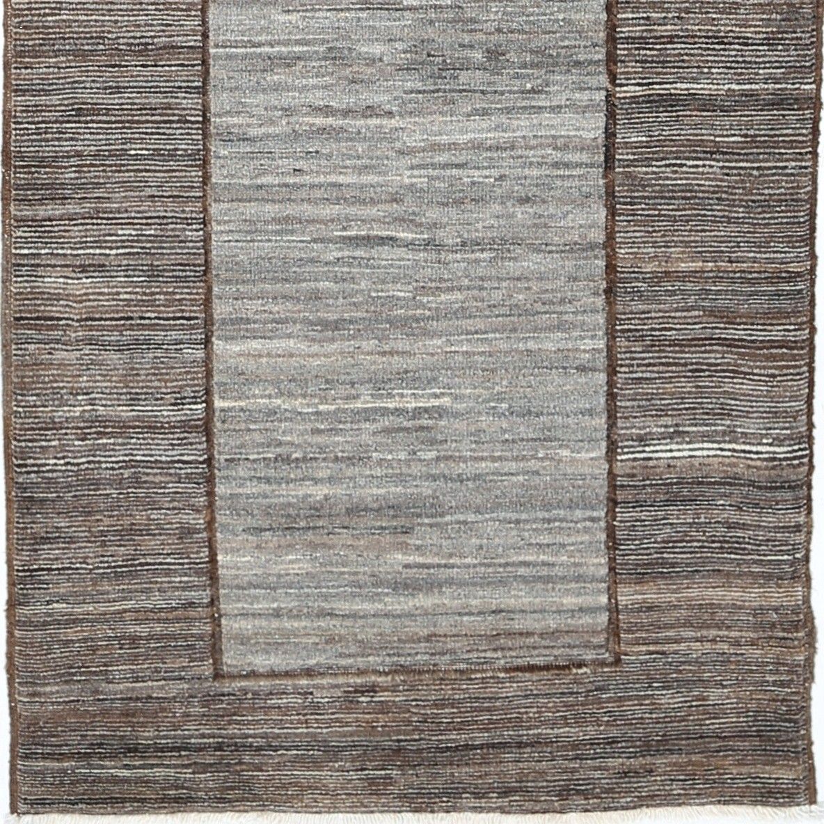 2.6x10.5 Ft Hand Knotted Brown, Gray Runner Rug. Modern Minimalist Hallway Rug photo buy