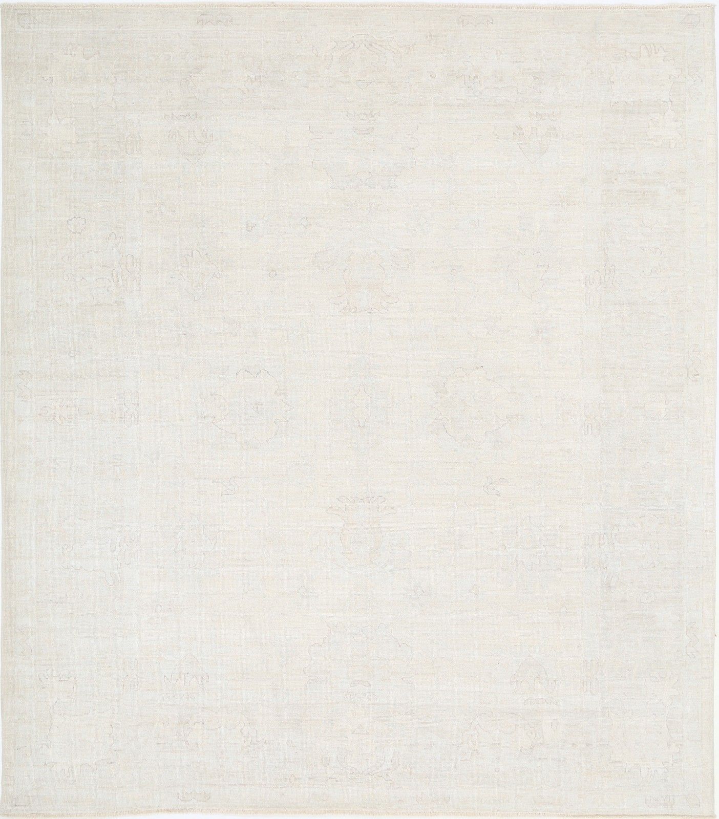 Grand tapis en laine noué à la main, 257 x 300 cm, traditionnel beige