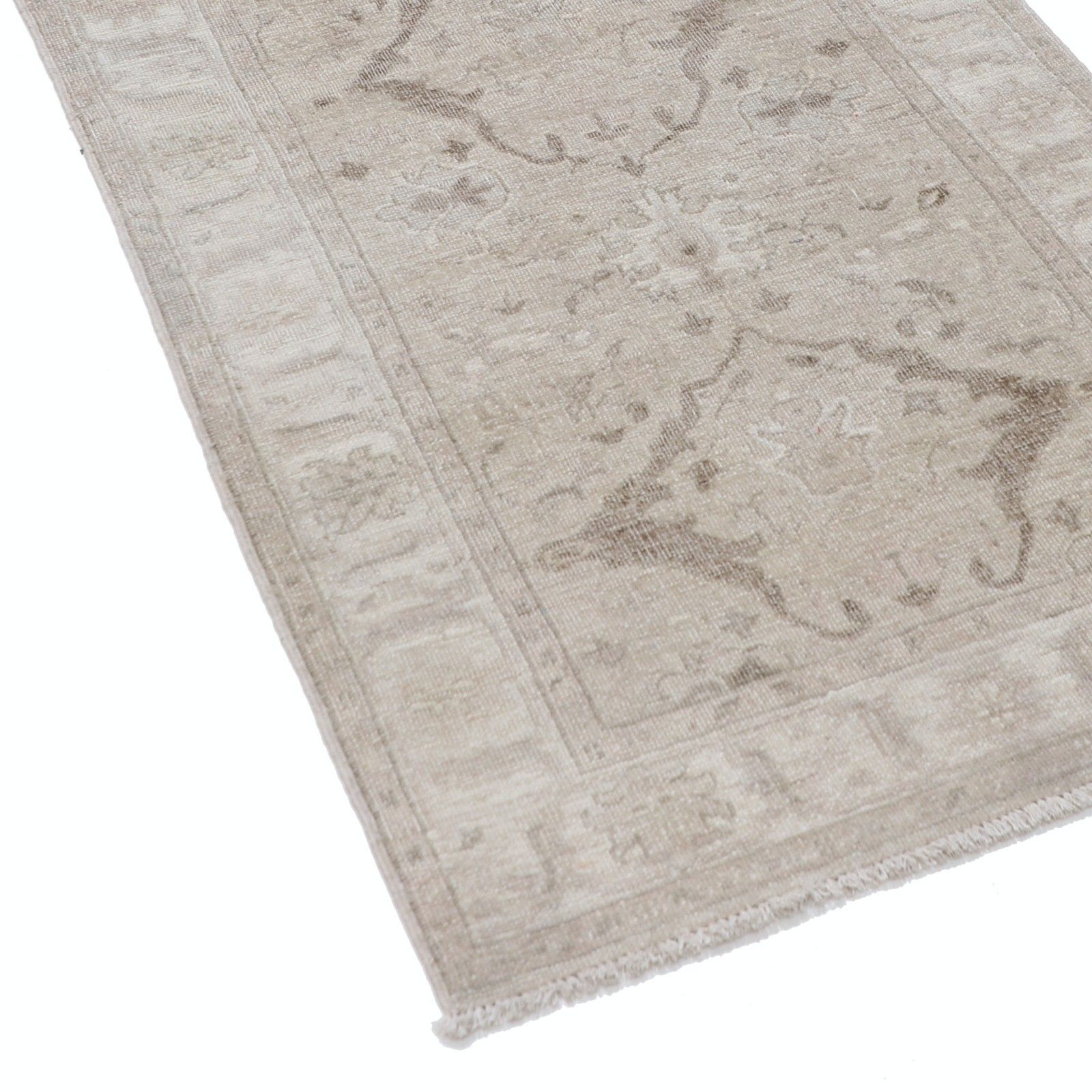 Tapis de couloir fleuri 0,80 x 2,35 m. Tapis de cuisine beige. Tapis de couloir fait main photo vinterior