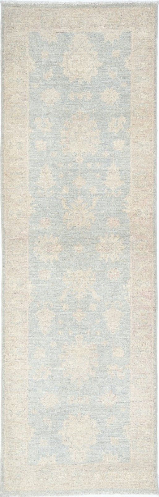 2.6x8.6 Ft Floral Runner Rug For Kitchen. Handknotted Hallway Rug In Soft Tones