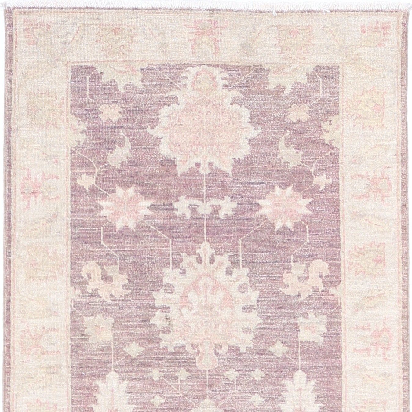 2.7x8 Ft Hand Knotted Blush, Ivory Wool Runner Rug. Turkish Floral Corridor Rug photo vinterior