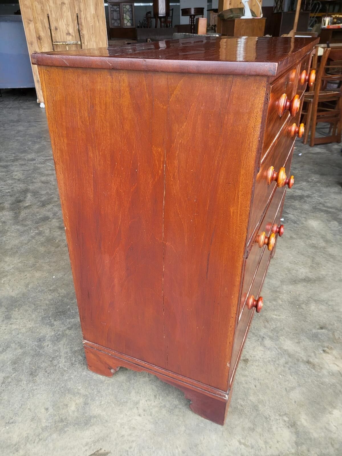 photo vinterior Antique Victorian 2 Over 3 Chest Of Drawers Bracket Feet