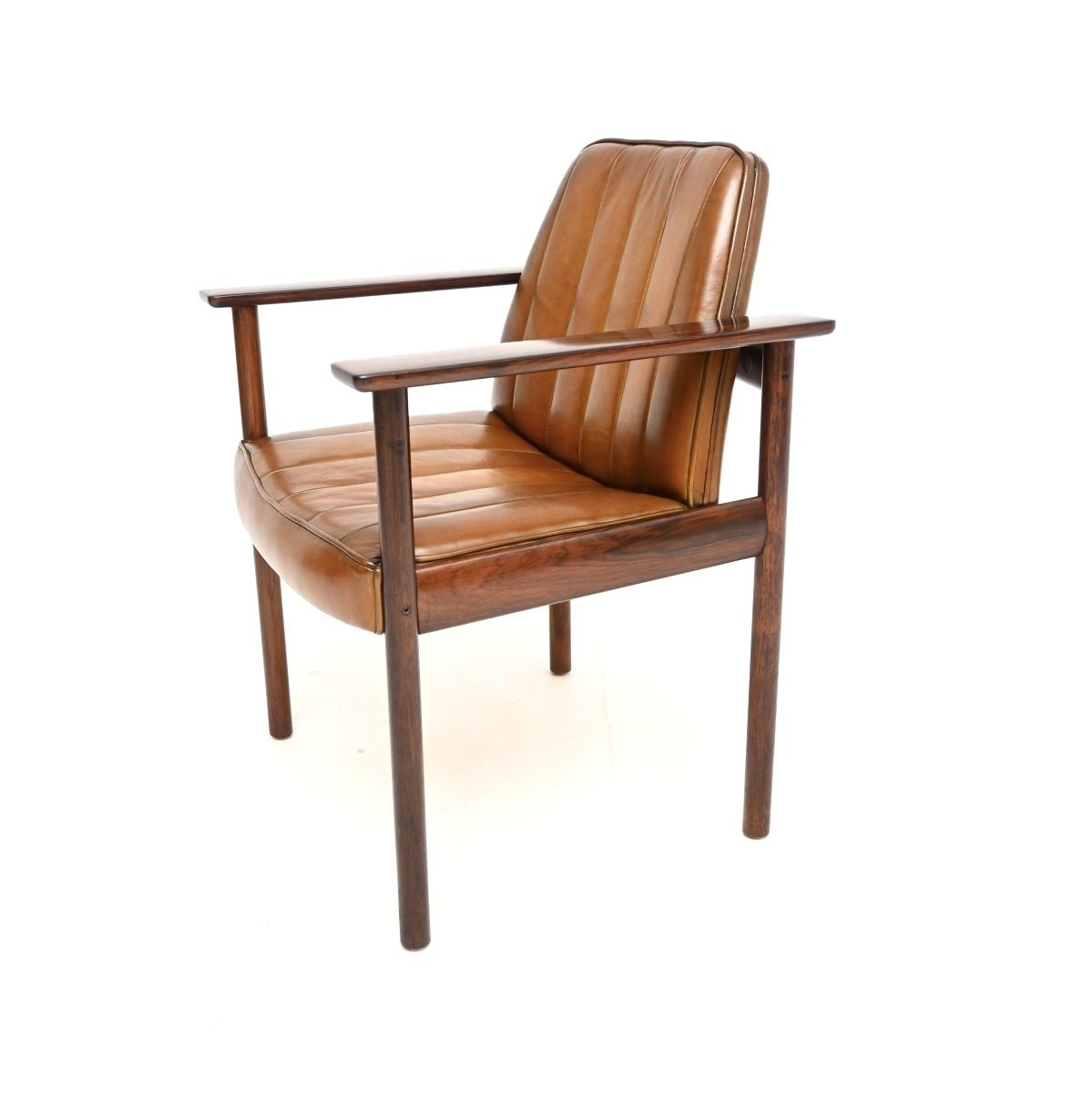 Vintage Rosewood And Leather Armchair / Desk Chair By Sven Ivar Dysthe For Dokka photo for sale