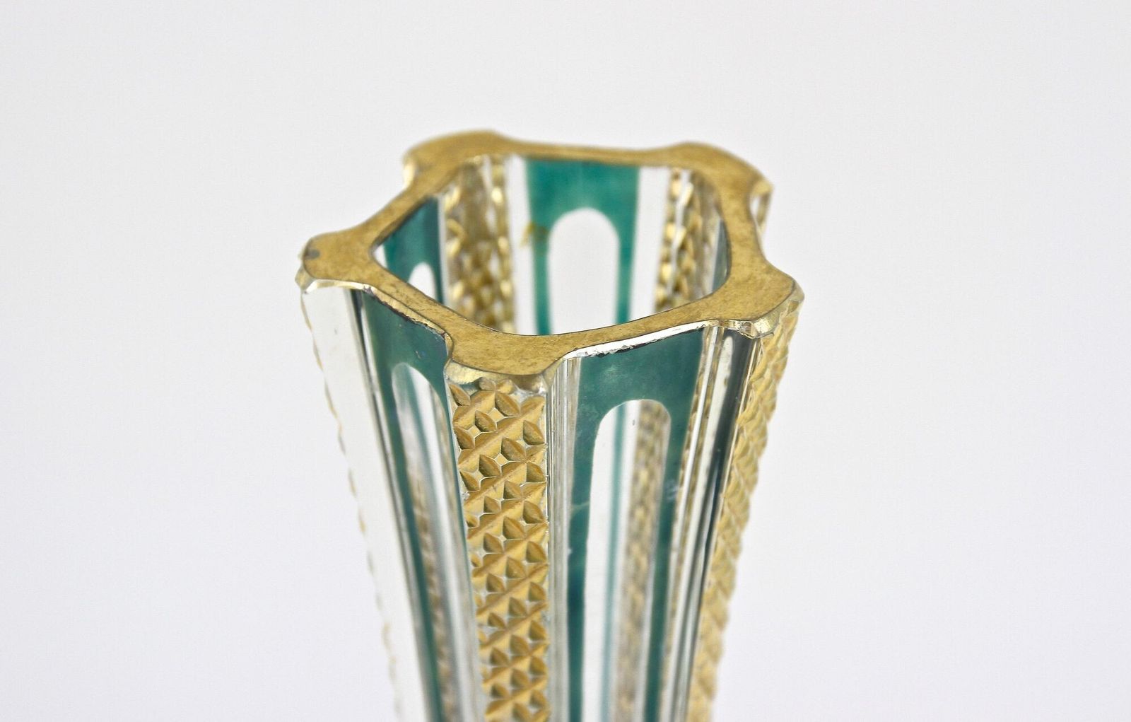 20th Century Murano Glass Vase With Green And Gilt Accents, Italy Ca. 1930 photo Home Decor