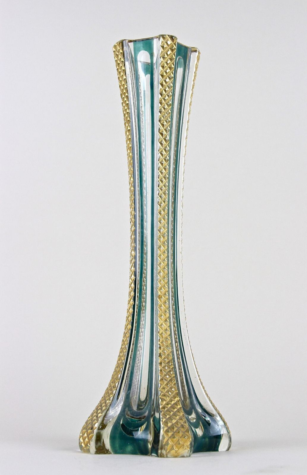 Home Decor 20th Century Murano Glass Vase With Green And Gilt Accents, Italy Ca. 1930 photo