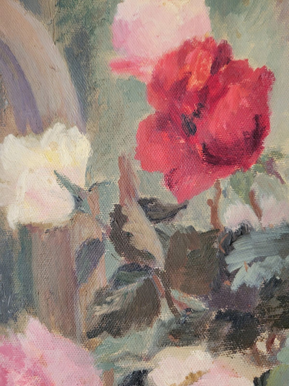Roses In Bloom  Original Mid Century Floral Still Life By Joan Elliot Bates(b1930) photo buy