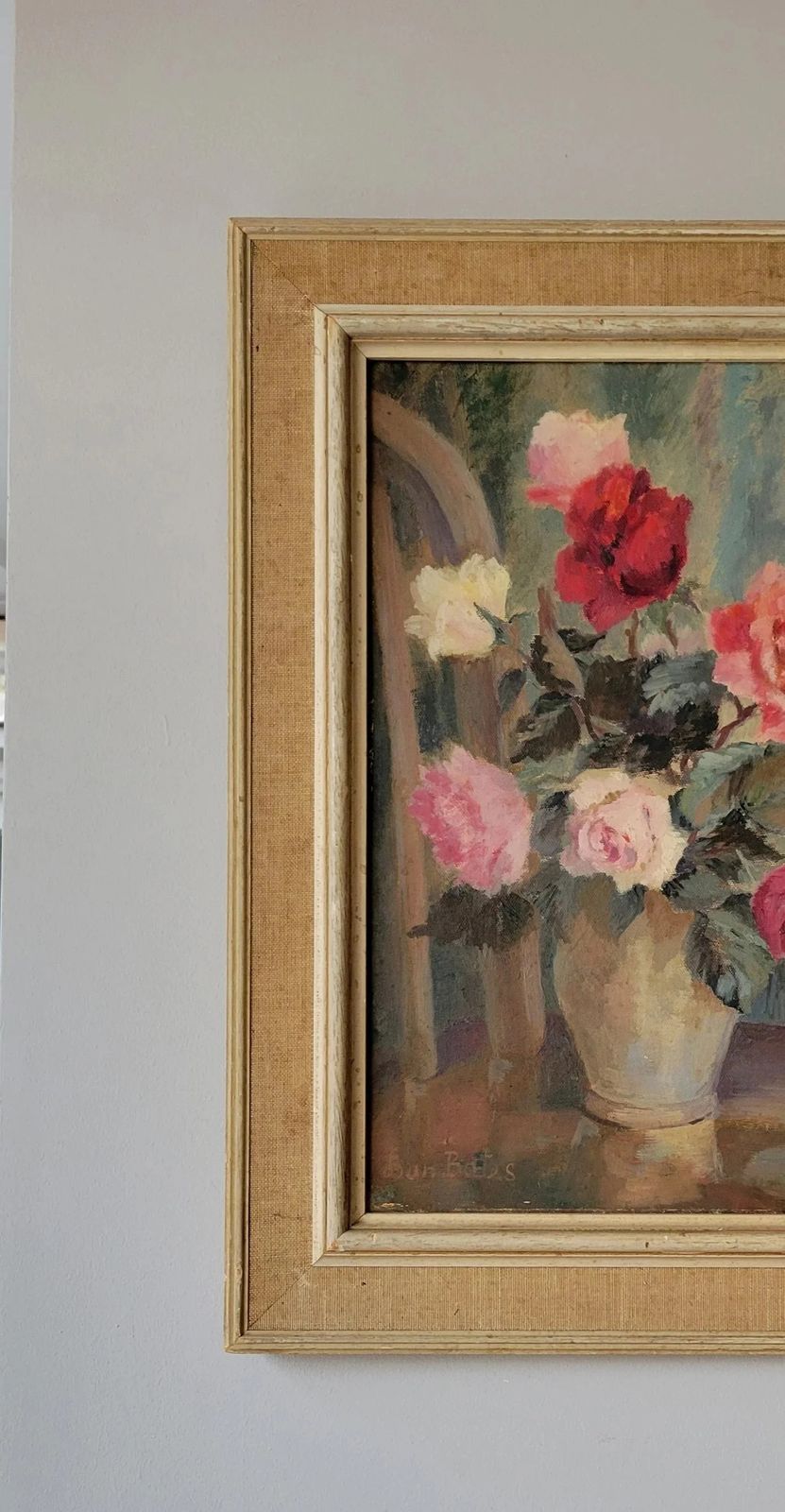 photo vinterior Roses In Bloom  Original Mid Century Floral Still Life By Joan Elliot Bates(b1930)