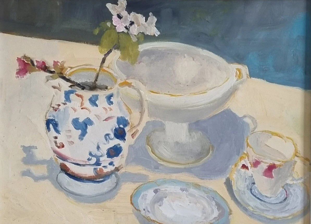 Blossom In A Jug  Contemporary Oil By Sally Holman photo furniture