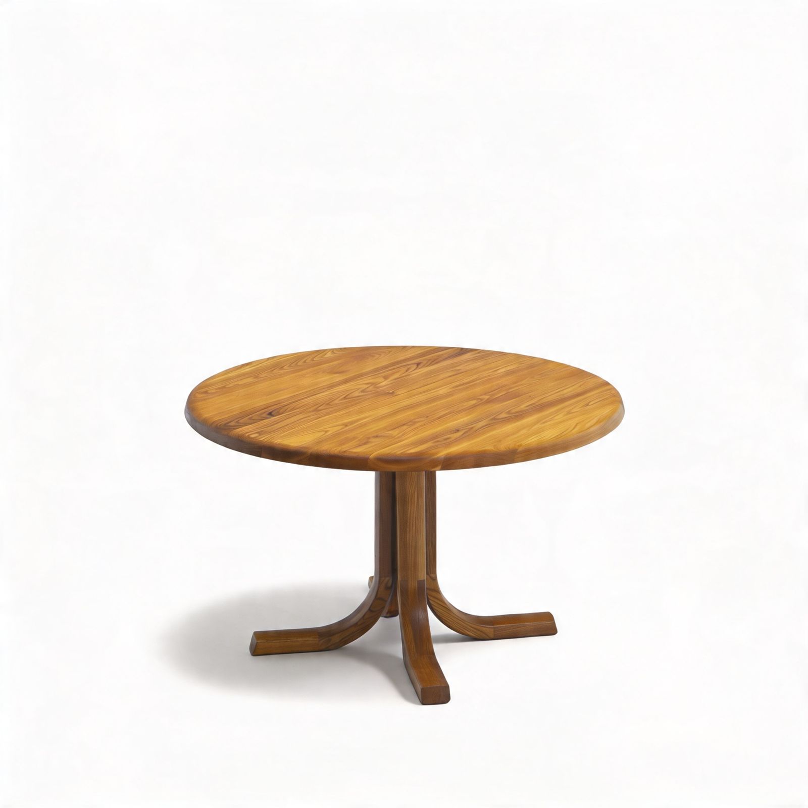 French Design Round Dining Table In Elm, Ebénisterie Seltz – 1980s
