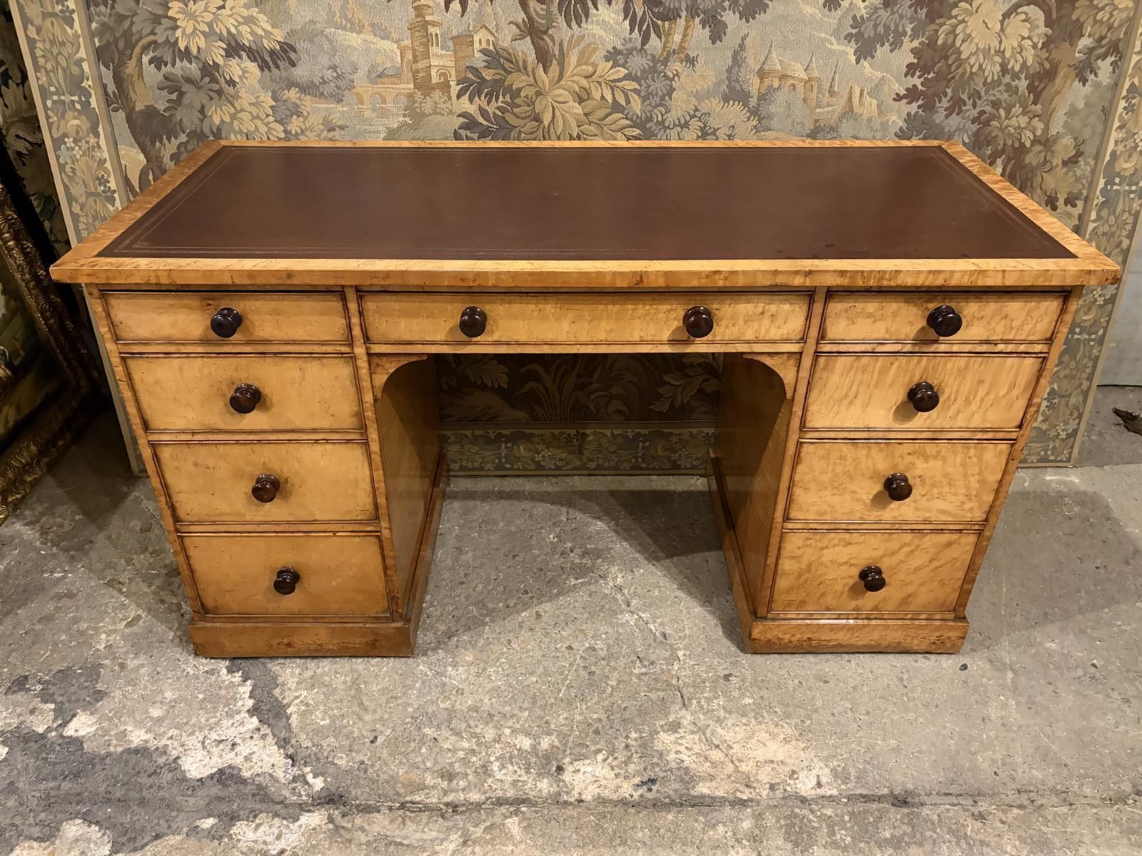 Victorian Burr Maple Pedestal Desk photo Furniture