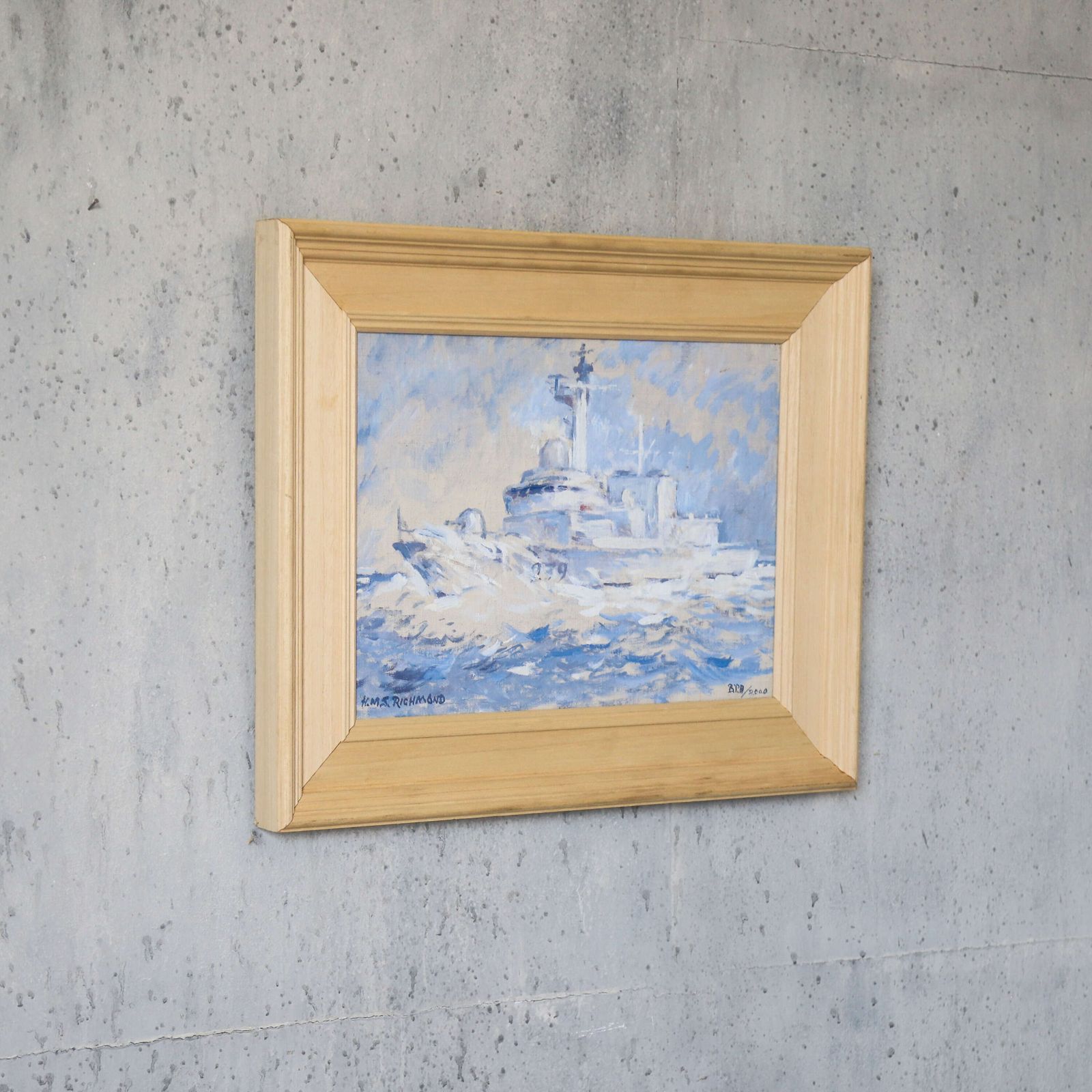 Hms Richmond At Sea   Contemporary Maritime Oil On Canvas, Signed Bpd 2000 photo buy