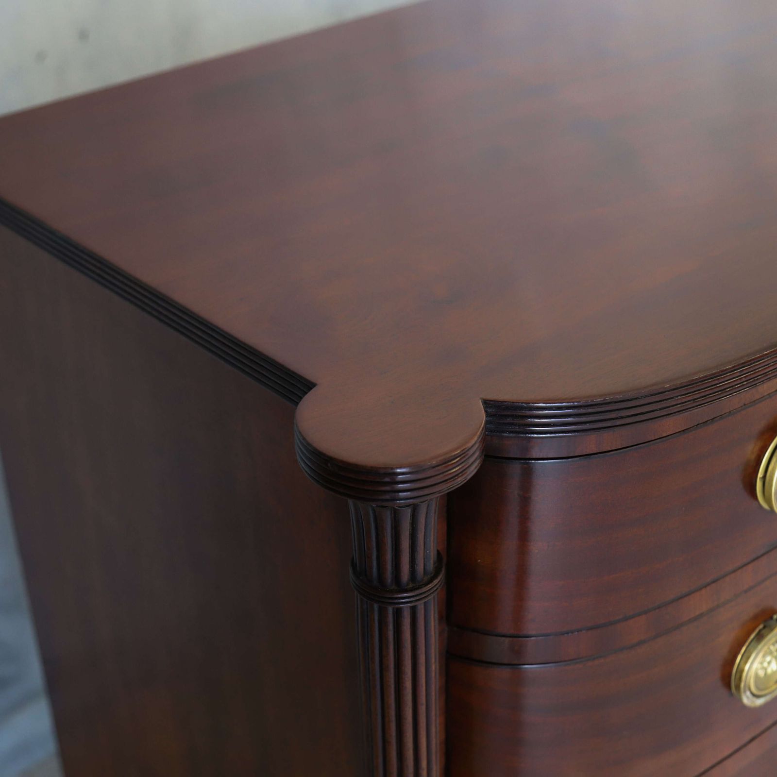 Scottish Regency Bow Front Chest Of 4 Graduated Drawers In Flame Mahogany Circa1830 photo Furniture