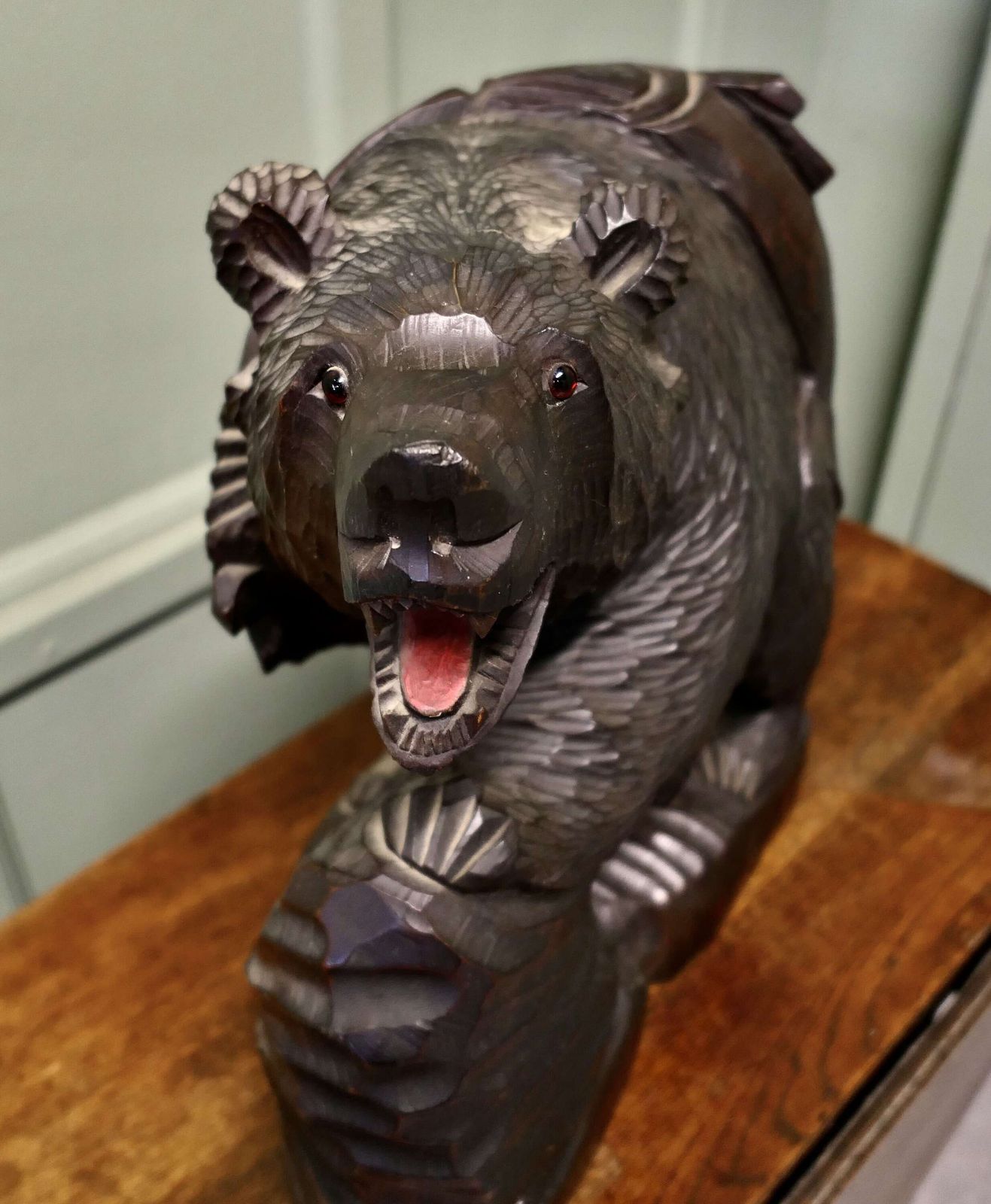 A Large Edwardian Carving Of A Bear In Linden Wood This Is An Impressive Piece It Is A La photo for sale