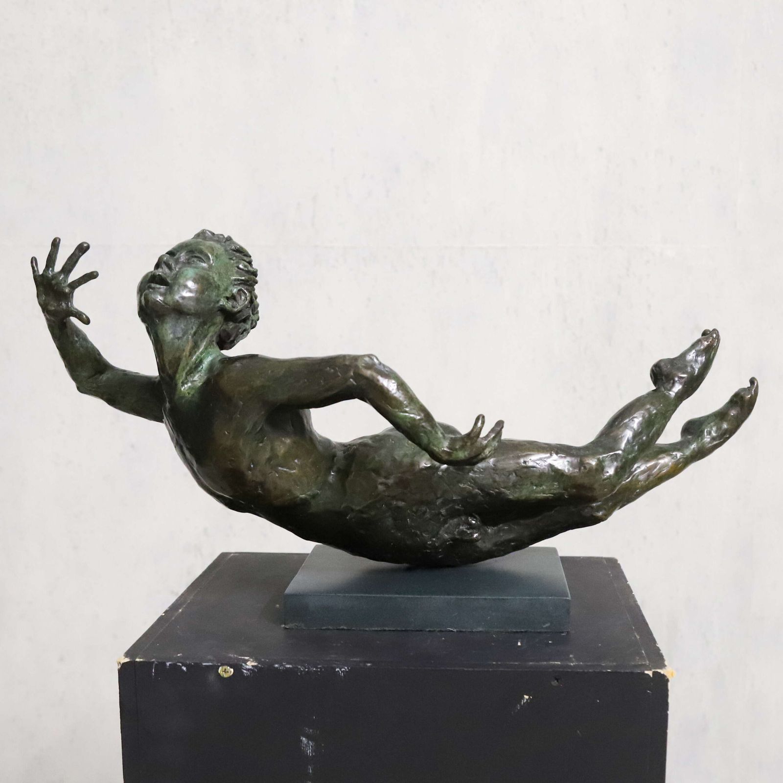 Swimming Boy – Contemporary Bronze Sculpture By Russian‑Born Artist Eva, Signed & Dated photo Art