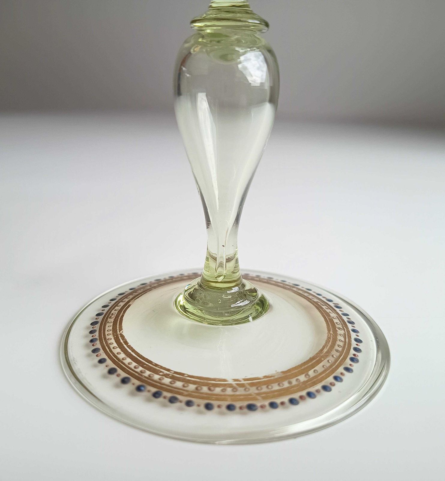 Home Decor Antique Moser Octagonal Champagne Coupe Glass: Gold Enamels, Rose Garlands, Art Nouveau Goblet photo