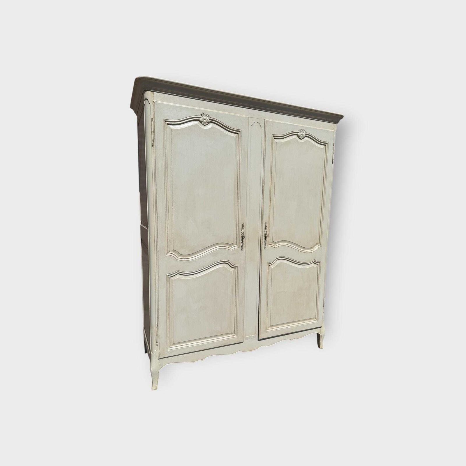 Vintage French Large Painted Armoire 2 Door Wardrobe Breakdown Wardrobe For Easy Access