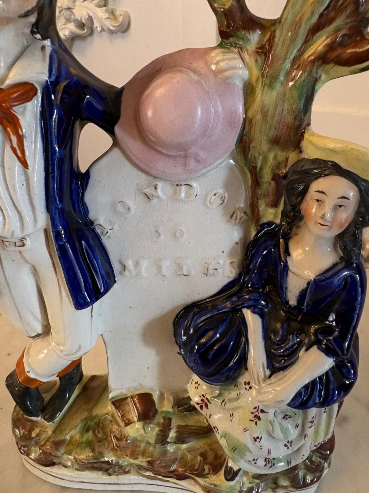 Antique Staffordshire Pottery Figure Spill Vase Man And Woman photo buy