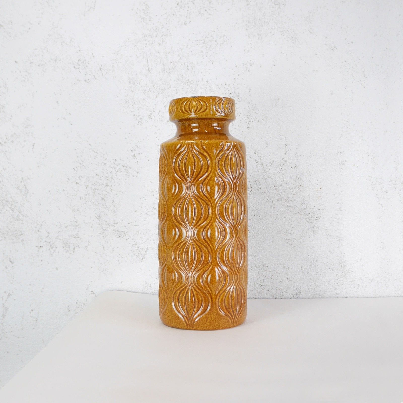 Large Vintage Mid Century Ochre Onion Vase West Germany Scheurich 40cm #103150 photo for sale
