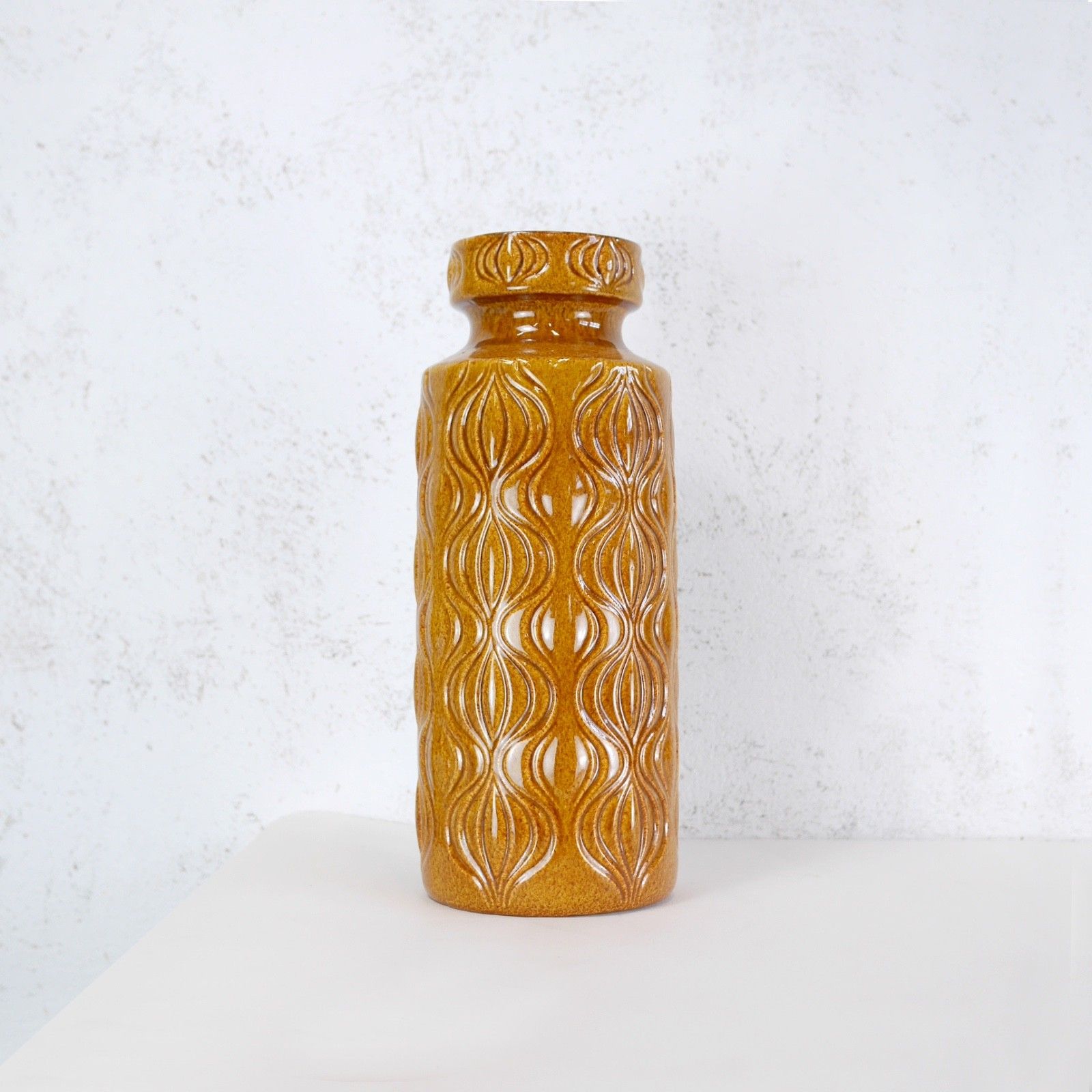 Large Vintage Mid Century Ochre Onion Vase West Germany Scheurich 40cm #103150 photo Home Decor