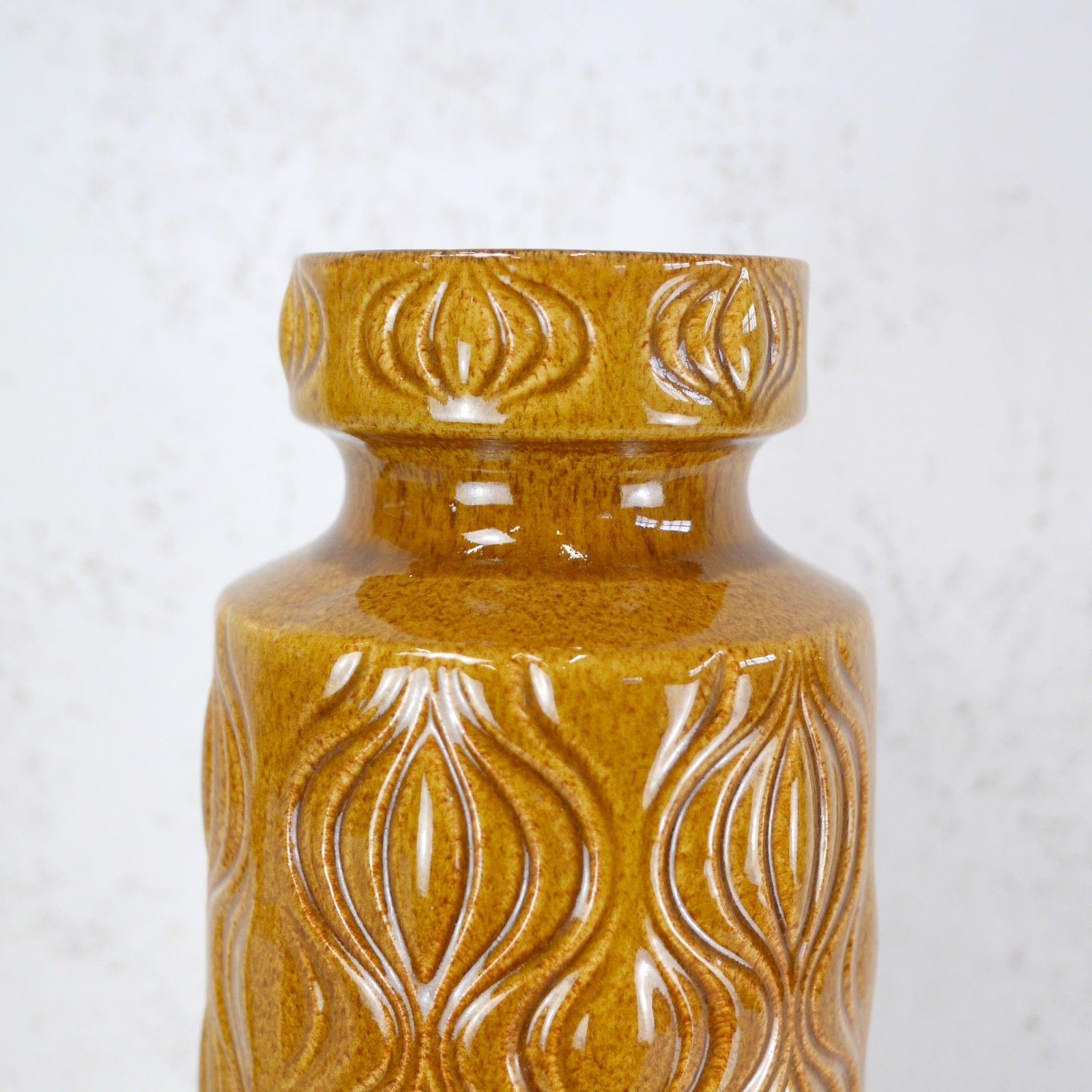 photo furniture Large Vintage Mid Century Ochre Onion Vase West Germany Scheurich 40cm #103150