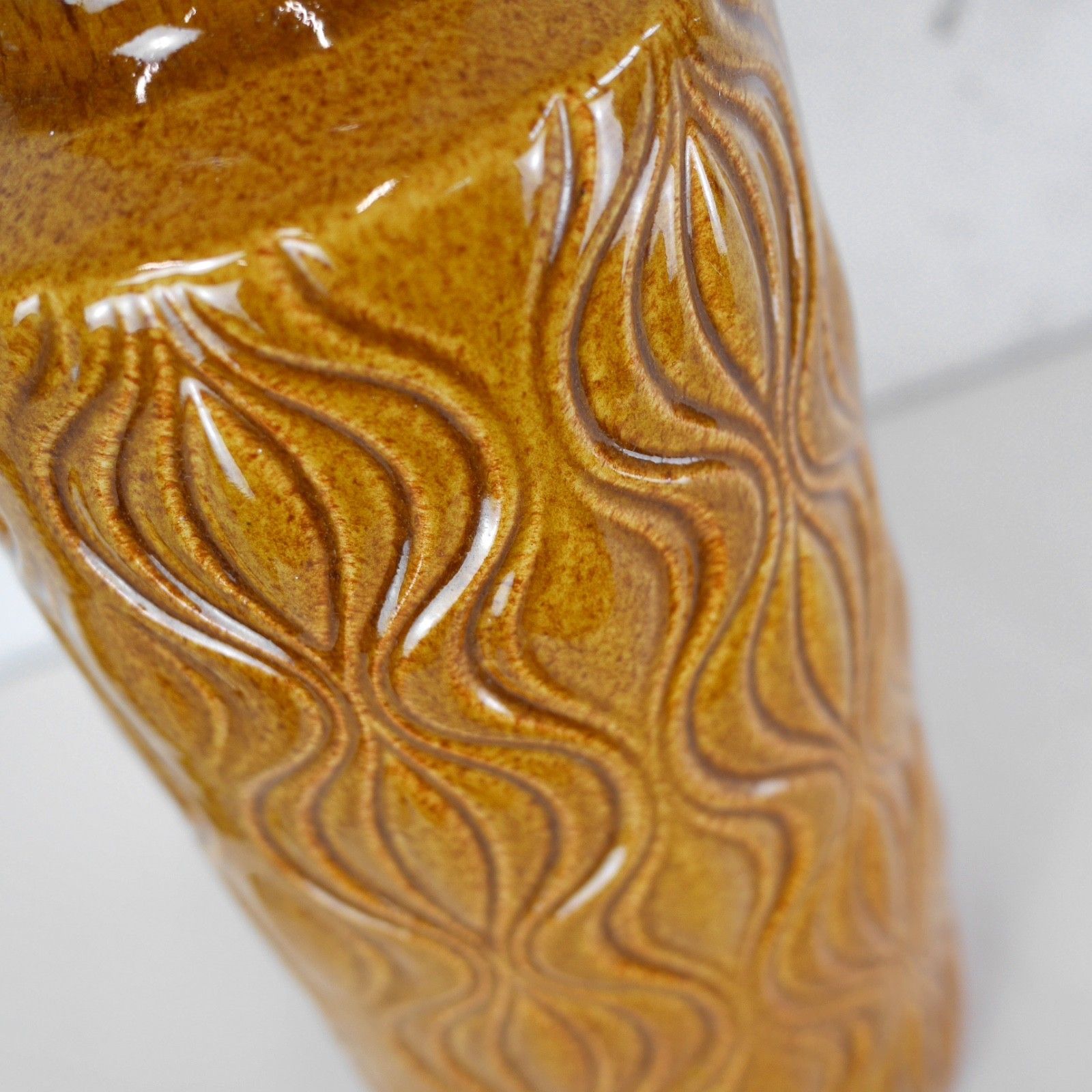 125.0 Large Vintage Mid Century Ochre Onion Vase West Germany Scheurich 40cm #103150 photo