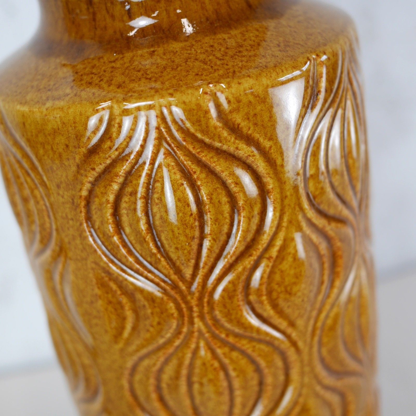photo vinterior Large Vintage Mid Century Ochre Onion Vase West Germany Scheurich 40cm #103150