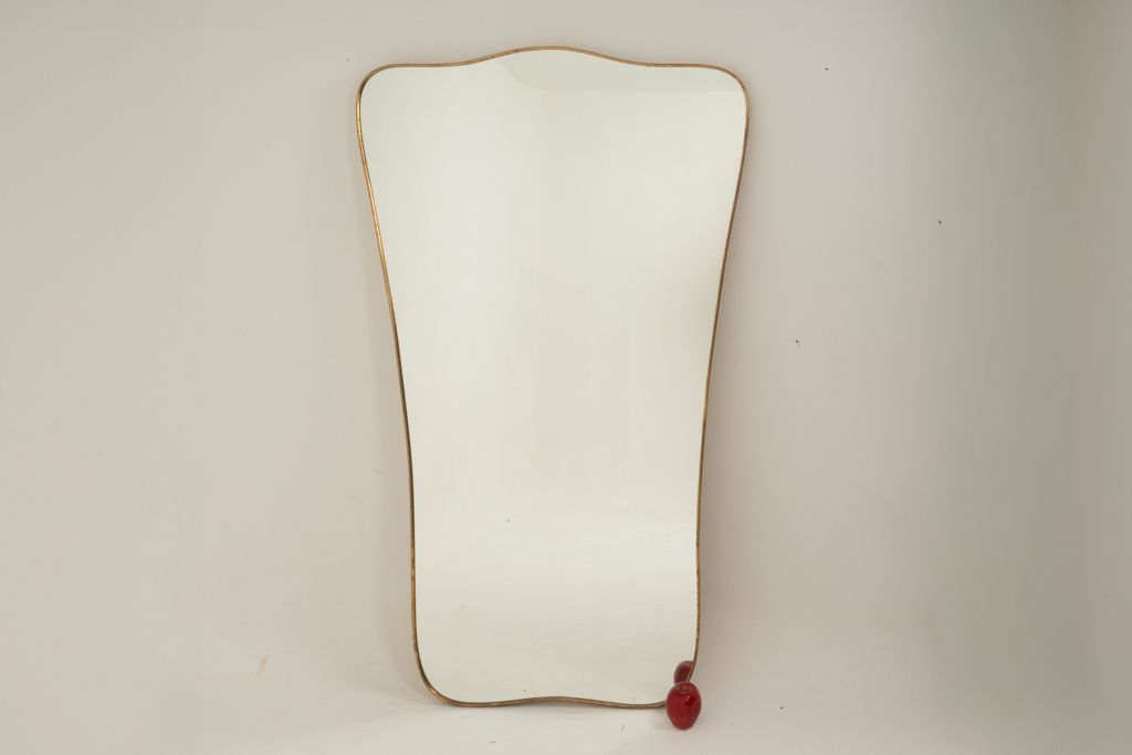Mirror With A Gilded And Patinated Brass Frame, In The Style Of Gio Ponti. photo vinterior