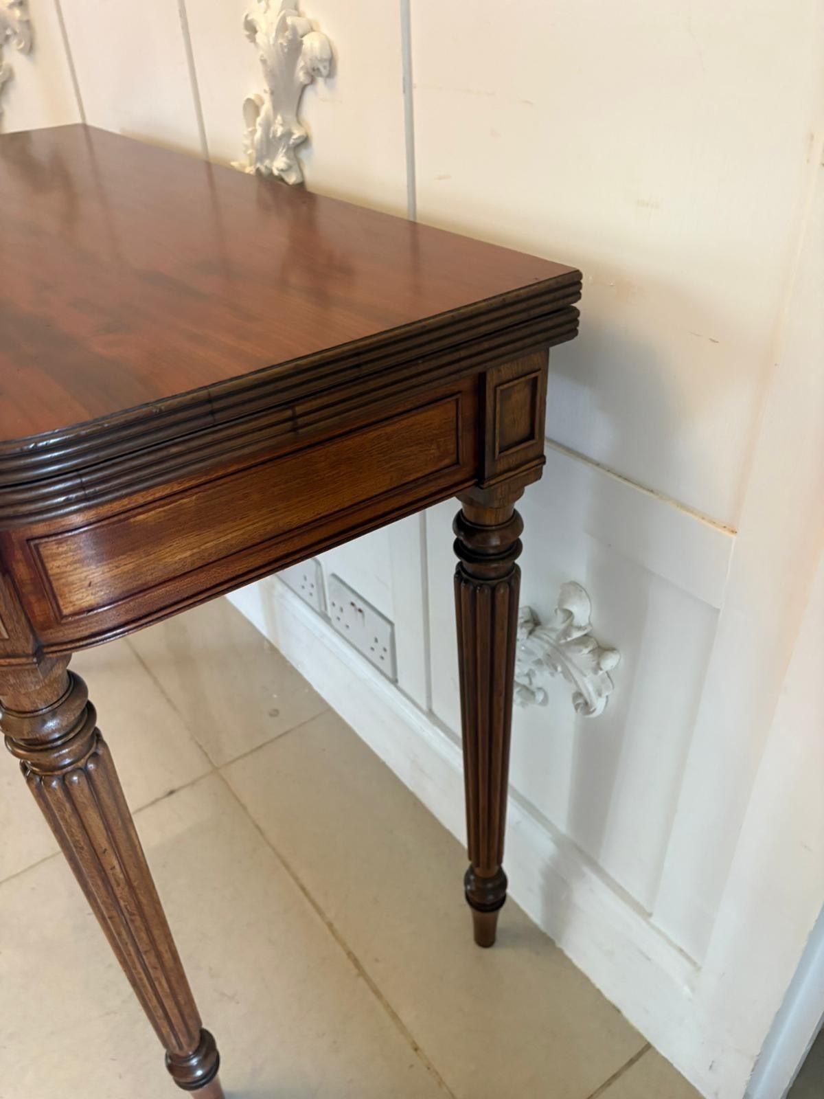 Antique Gillows George III Mahogany Hall Table Reeded Legs Fold Over Top photo buy