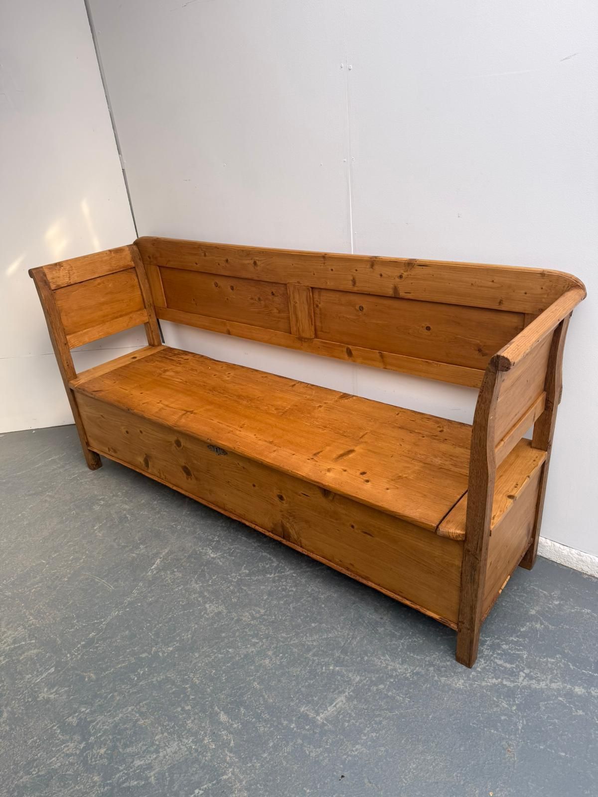 A Lovely Original Hungarian Pine Waxed Georgian 3 Seater Bench