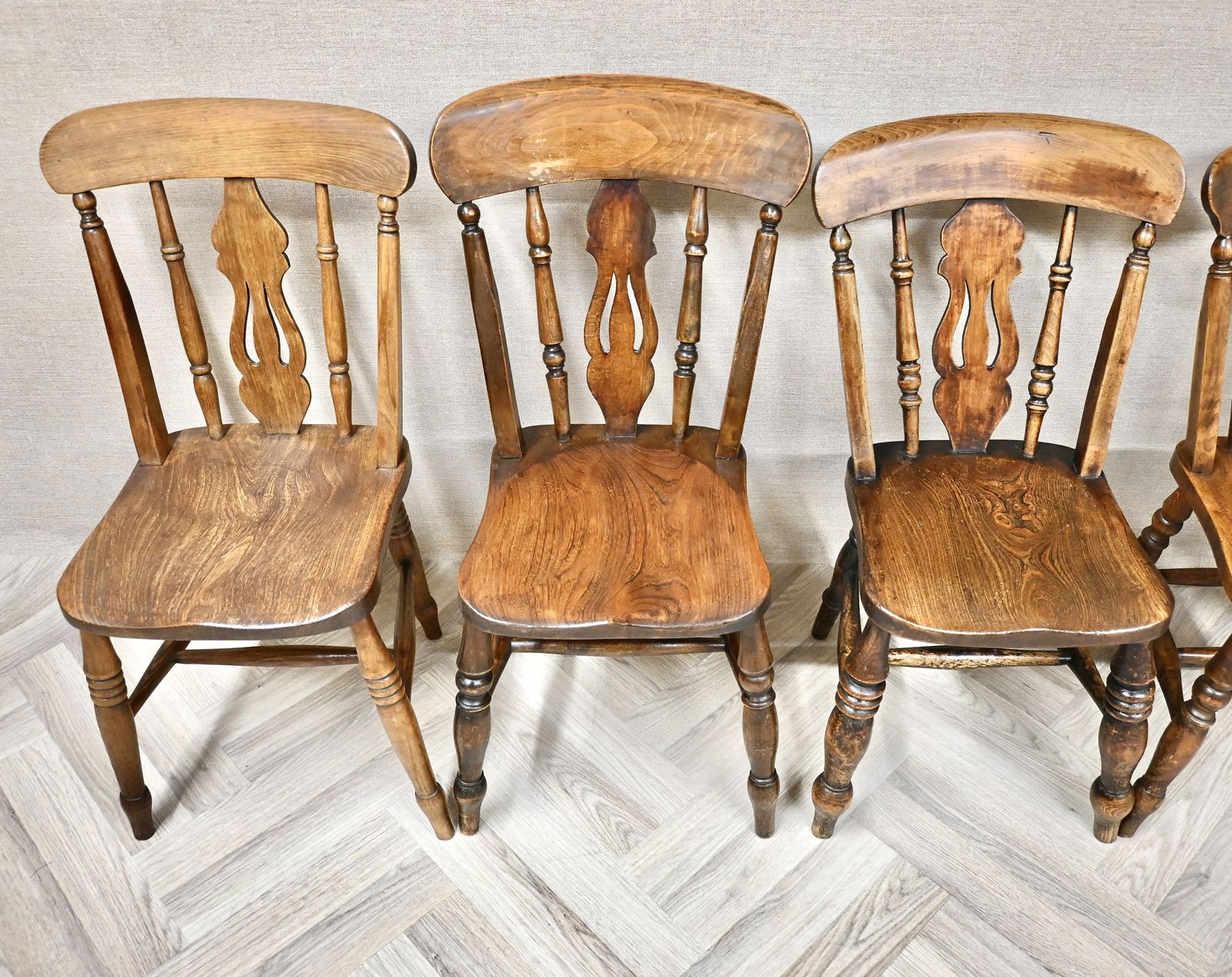 Harlequin Set Of 6 Antique Windsor Lyreback Country Kitchen Dining Chairs photo 1050.0
