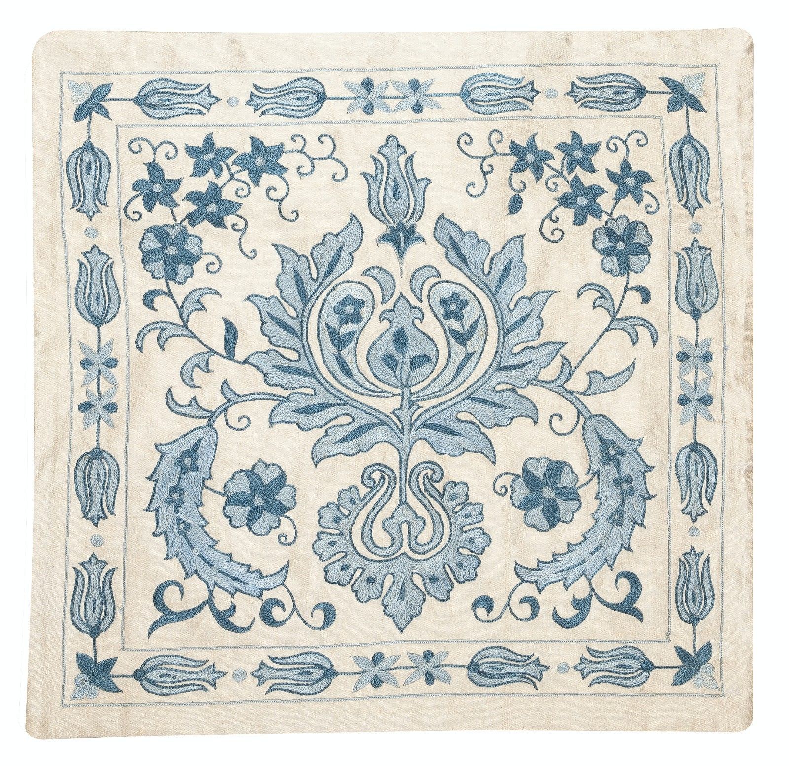 20"X20" 100% Silk Embroidered Cushion Cover. New Toss Pillow. Modern Lace Pillow photo furniture
