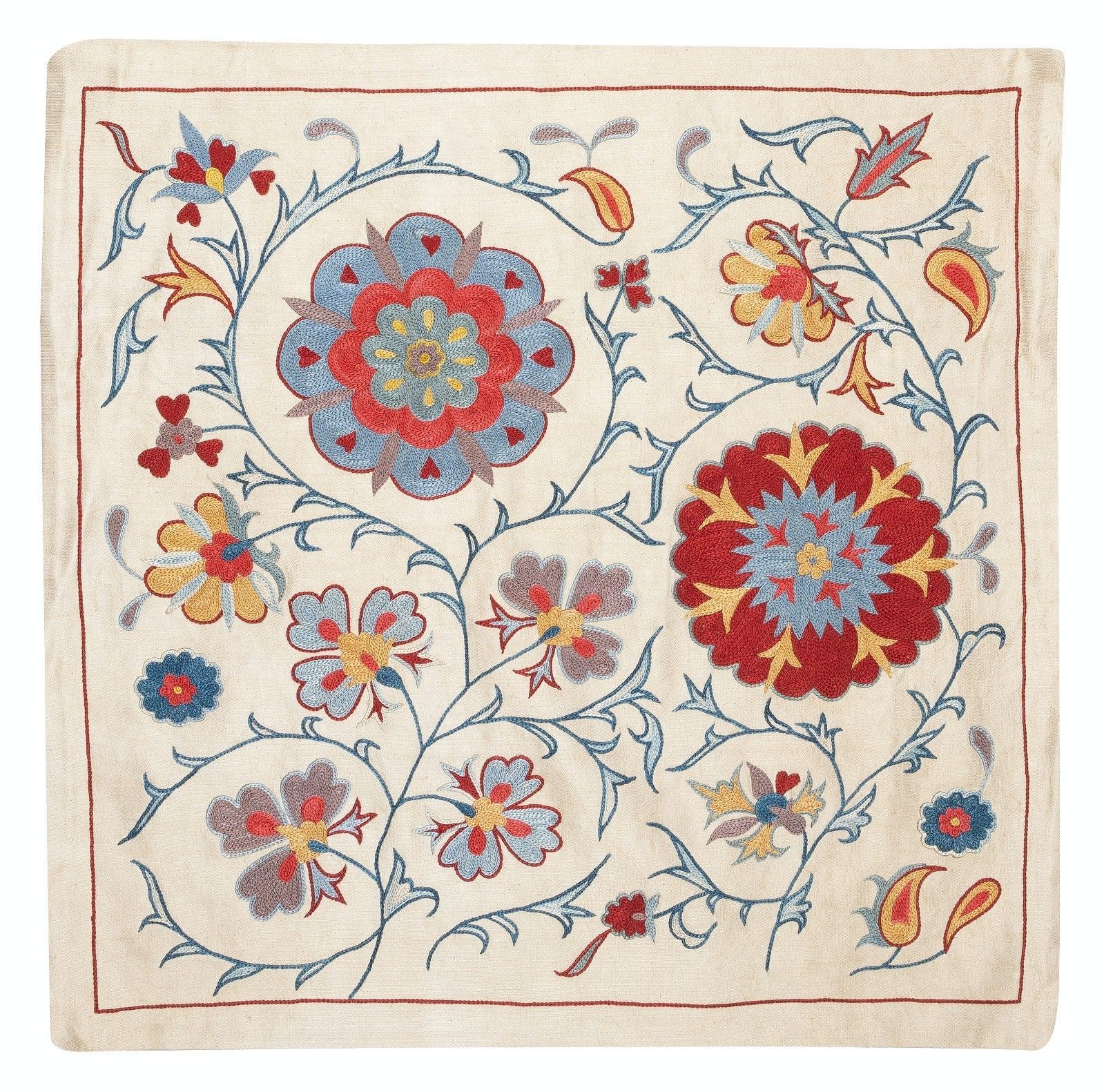Housse de coussin en soie 21" x 21". Coussin brodé traditionnel. Nouvelle housse de coussin décorative photo furniture