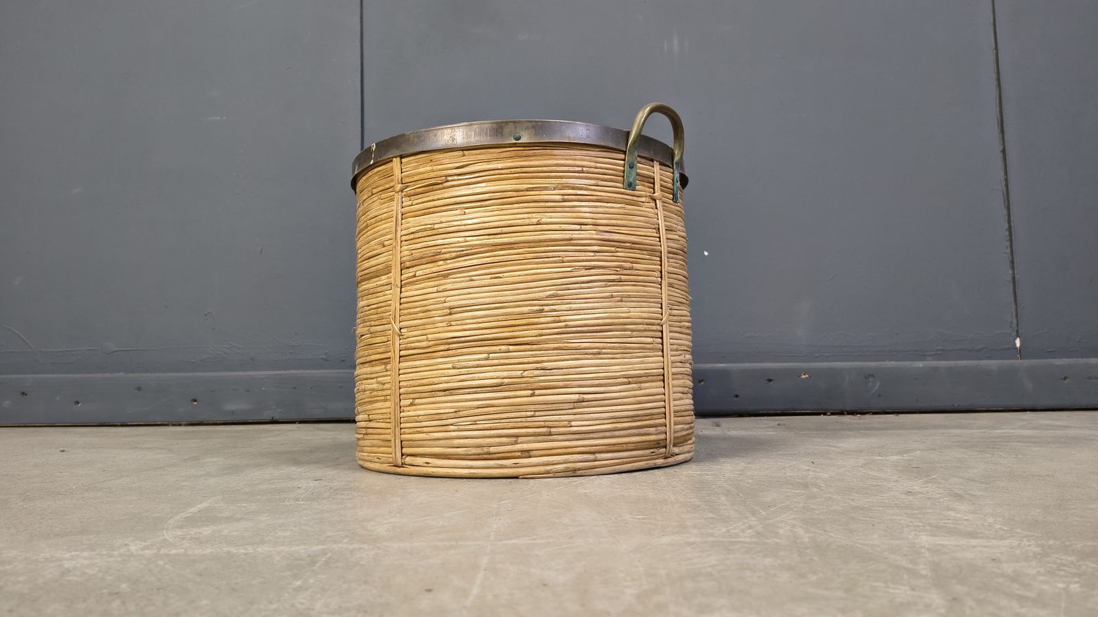 Italian Copper And Bamboo Planter, 1960s photo for sale