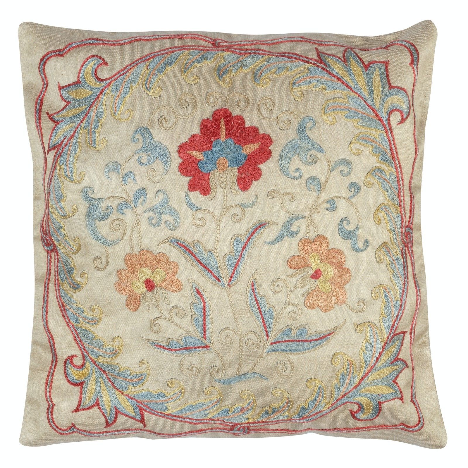 Housse de coussin 100 % soie 30 x 30 cm. Coussin Uzbek. Coussin brodé décoratif