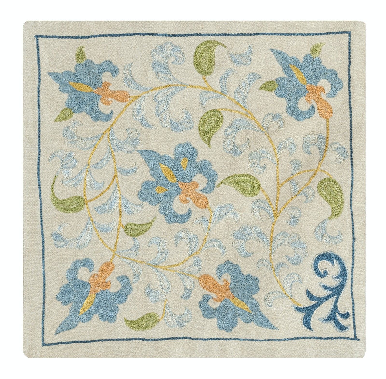 12"X12" 100% Silk Embroidered Accent Pillow Cover. Traditional Cushion Cover photo furniture