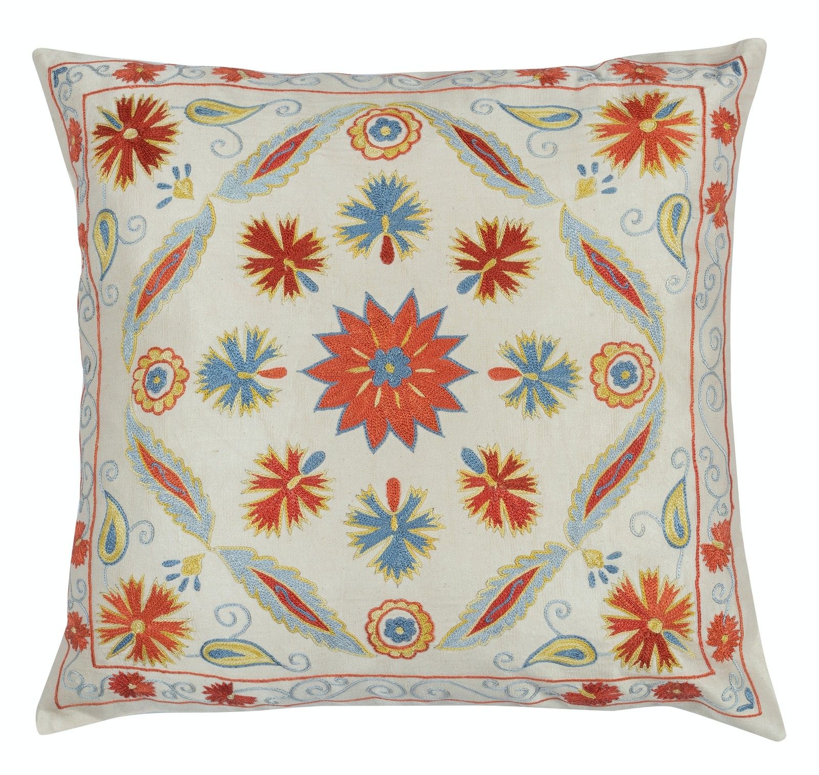 Lot de 2 housses de coussin 50 x 50 cm en soie 100 %, coussins brodés d'accent photo Textiles