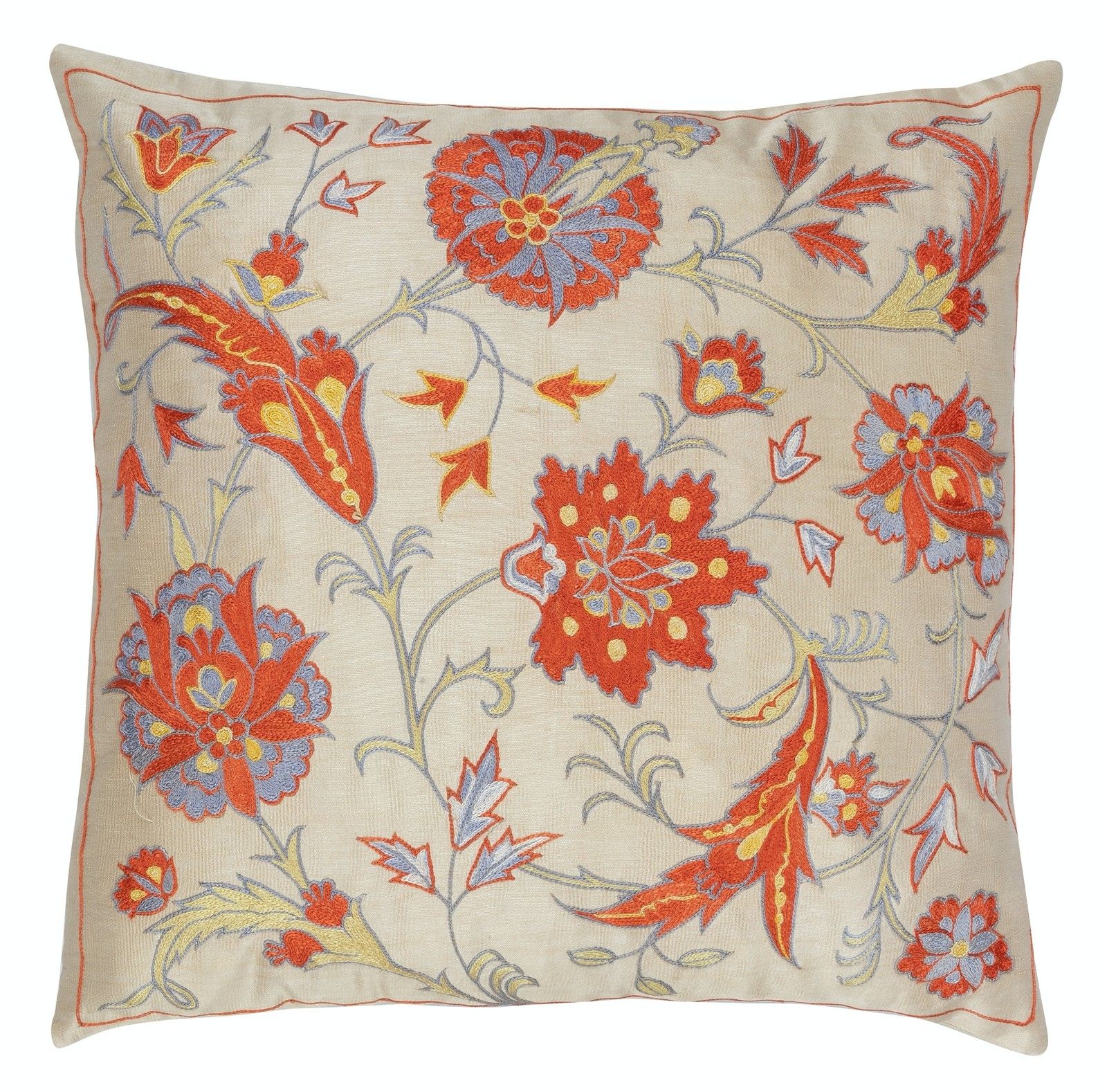 20"X20" Set Of 2 100% Silk Cushion Covers. Embroidered Handmade Throw Pillows photo Textiles