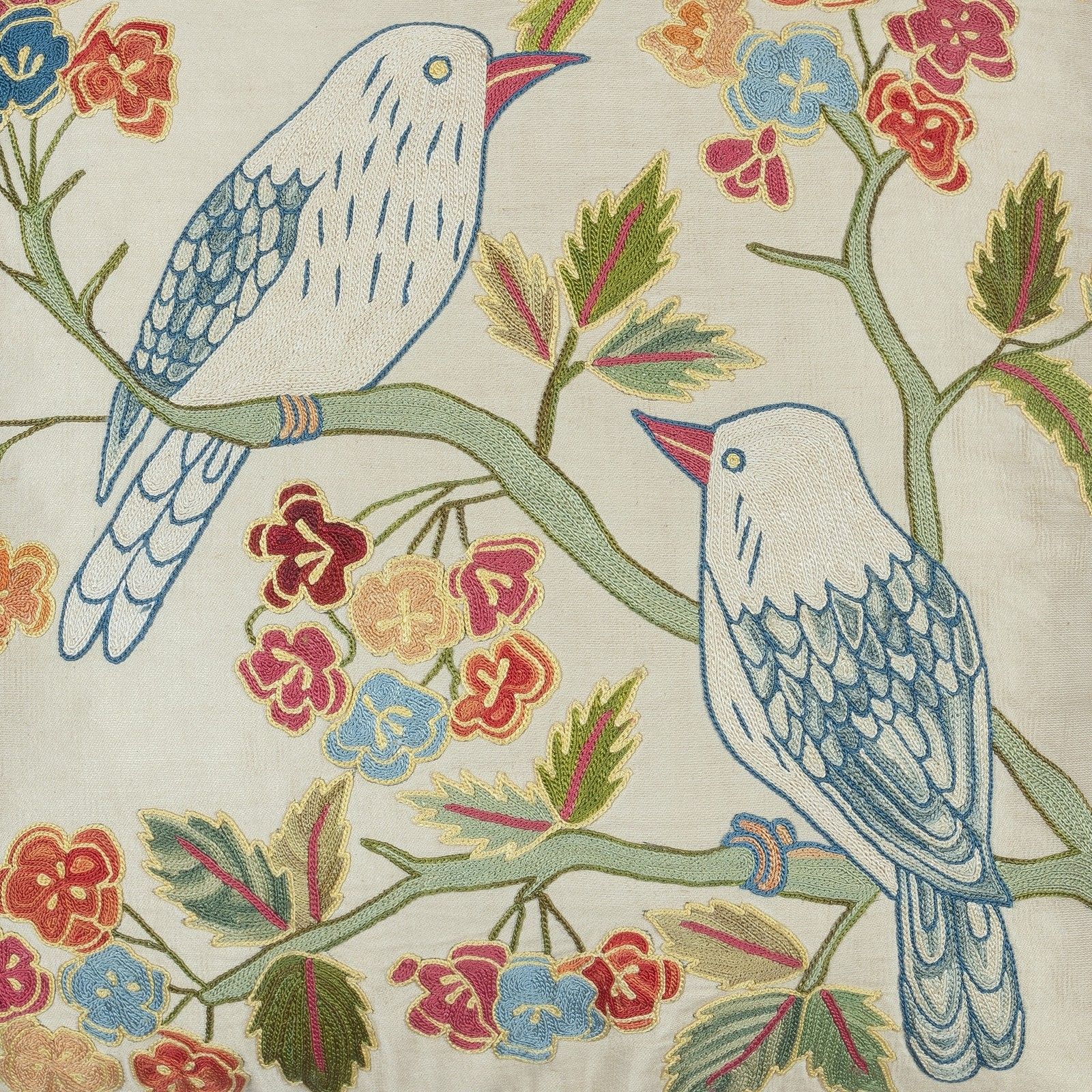 19"X19" 100% Silk Cushion Cover. Uzbek Accent Pillow. Embroidered Throw Pillow photo for sale