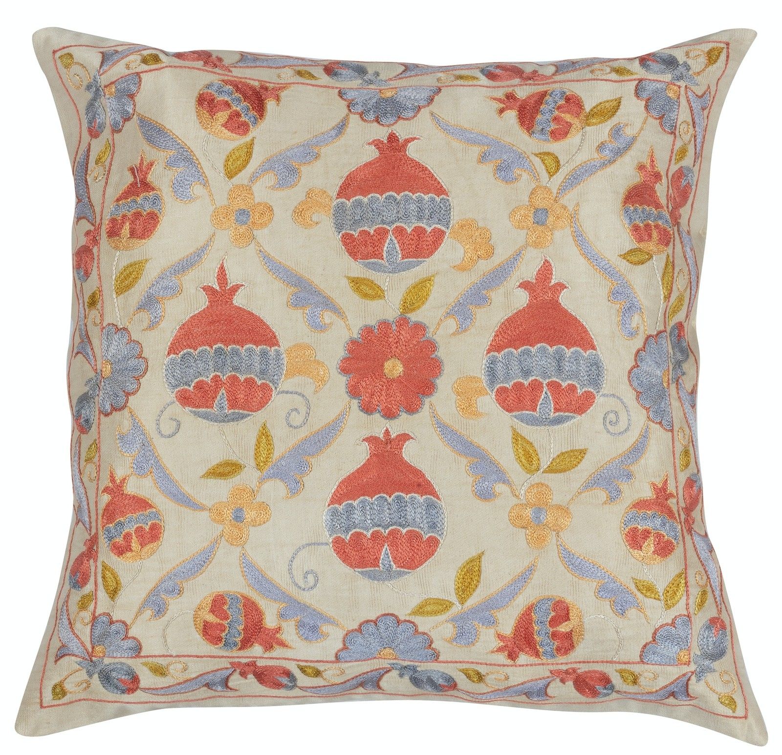 20"X20" Set Of 2 100% Silk Accent Pillow Covers. Embroidered Cushion Covers photo furniture