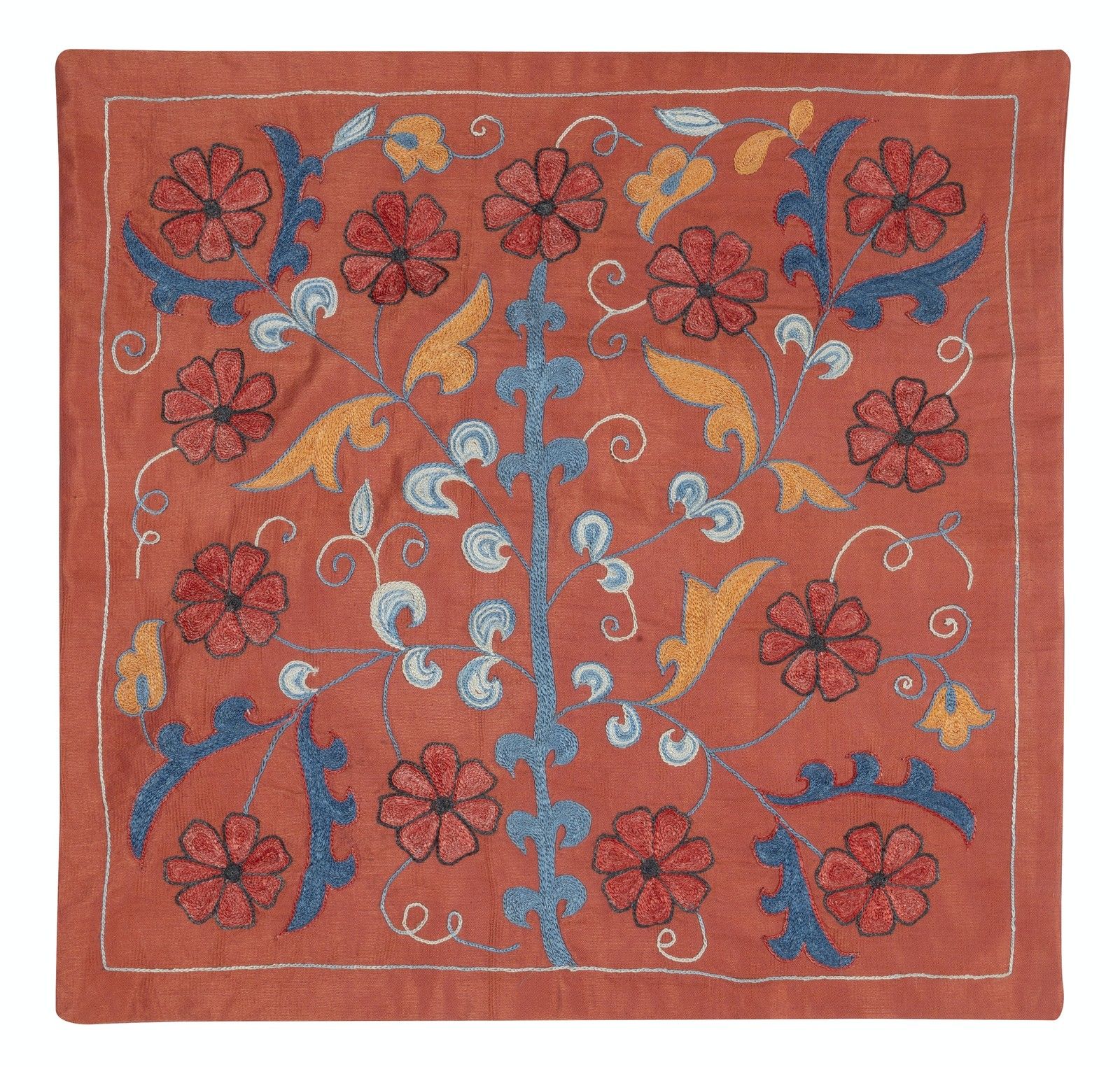 Lot de 2 housses de coussin brodées 100 % soie, 50 x 50 cm - Coussins décoratifs faits main photo 203.0