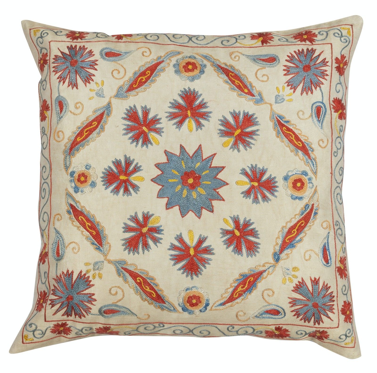 20"X20" Set Of 2 Embroidered 100% Silk Cushion Covers. Handmade Accent Pillows photo Textiles